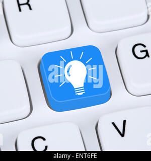 Internet concept finding solution for problem conflict button on internet computer Stock Photo