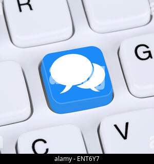 Internet concept social media or network networking online friendship on computer keyboard concept Stock Photo