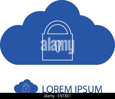 Blue cloud with lock Stock Vector