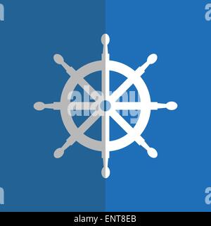 Flat white helm on blue Stock Vector