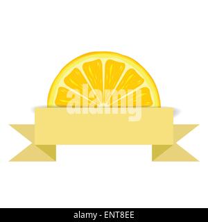 Lemon slice with paper banner Stock Vector