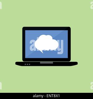 Flat style laptop with speech bubble Stock Vector