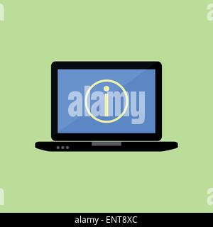 Flat style laptop with info sign Stock Vector