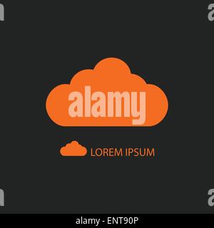 Orange cloud as logo on black Stock Vector