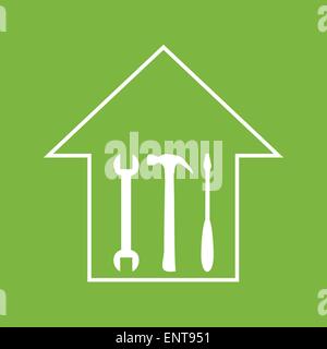 House repair. White on green Stock Vector