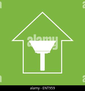 House with paint scraper. White on green Stock Vector
