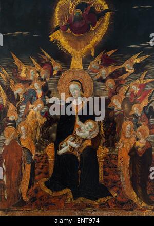 Jesus Christ surrounded by Angels and the Virgin Mary with Saints Stock ...