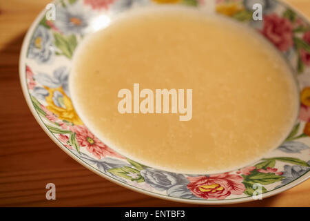 bowl of beef bone broth Stock Photo