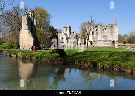 Ruins of Minster Lovell Hall on River Windrush, Minster Lovell, near Witney, Cotswolds, Oxfordshire, England, United Kingdom Stock Photo