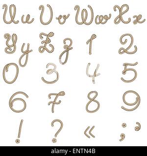 hand drawn alphabet, letters and numbers, vector illustration Stock ...