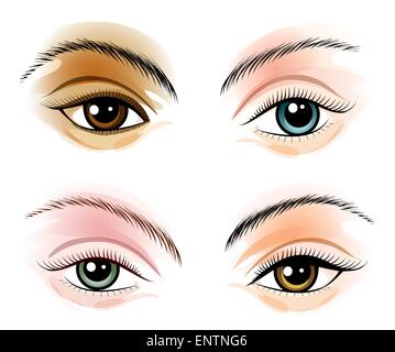 Woman face, close eye and open eye, for makeup practice, Practice board for  face painting. vector illustraition Stock Vector Image & Art - Alamy