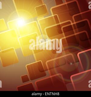 A vector abstract background with colorful rounded rectangles against flaring lights Stock Vector