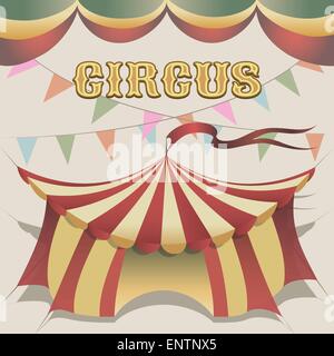 illustration of carnival tent drawn in retro poster style Stock Vector