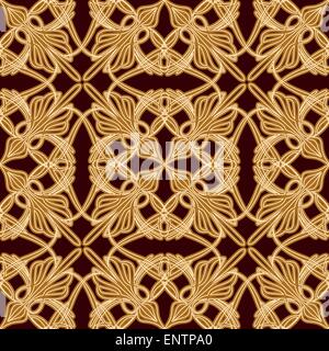 seamless pattern with floral elements on dark background drawn in vintage style Stock Vector