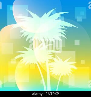 Illustration of palm trees against abstract colorful background Stock Vector