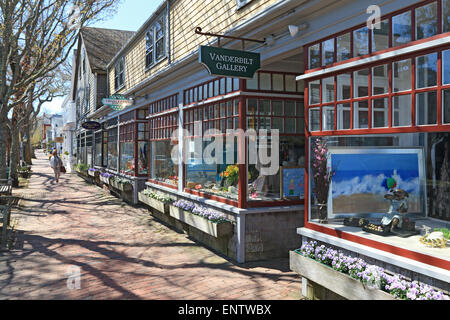 Nantucket Massachusetts on Nantucket Island. Gift shop art gallery on downtown street. Stock Photo