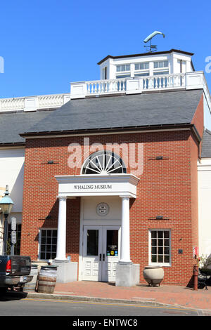 Nantucket Massachusetts Whaling museum. Front door entrance and sperm whale wind vane. Nantucket Island. Stock Photo