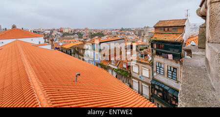 Old town view from Clérigos Tower in Porto, Portugal Stock Photo