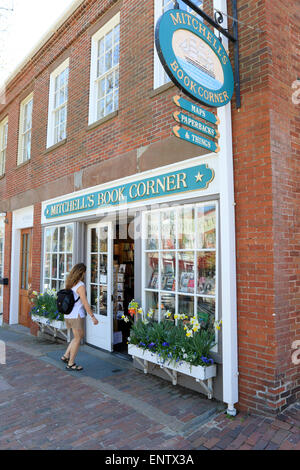 Nantucket Massachusetts on Nantucket Island. Mithchell's Book Corner bookstore. Stock Photo