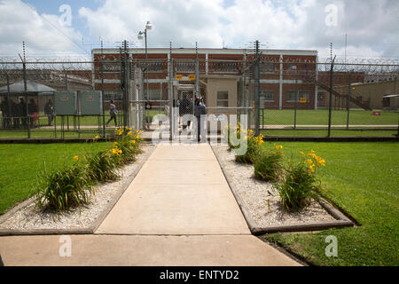 Entrance to the  maximum-security Darrington Unit prison in Rosharon, Texas. Stock Photo
