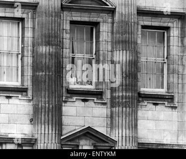 Coronation of Queen Elizabeth II. Prince Charles and Princess Anne watch from Buckingham Palace. 2nd June 1953. Stock Photo