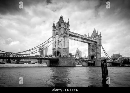 Tower Bridge, London, viewed from south side of river Thames Stock Photo