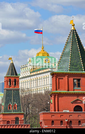Flag of Russian Federation on Grand Kremlin Palace, Moscow Stock Photo