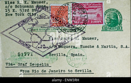 Brazilian philatelic first flight cover of the Graf Zeppelin airship ...