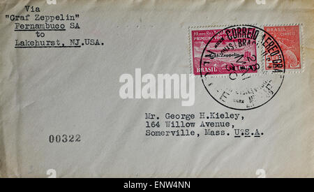 Brazilian philatelic first flight cover of the Graf Zeppelin airship ...