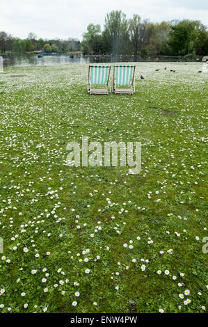 Chairs on the grass, London Stock Photo