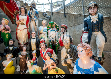 Figureheads on display at the Cutty Sark, a British Clipper ship and now a permanent museum in Greenwich, England Stock Photo