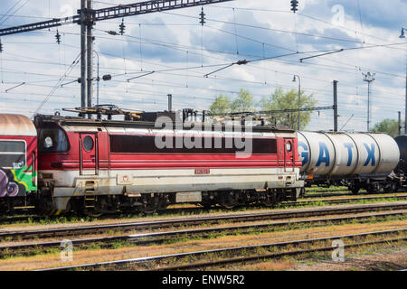Class 240 electric loco of Slovakian rail operator ZSSK waiting in a ...