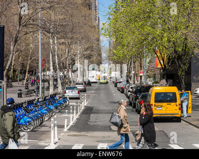 Street Scene, East 47th Street from First Avenue, NYC, USA Stock Photo