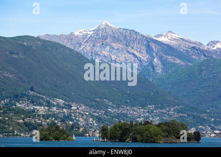 Isole di Brissago (Brissago Islands) and Swiss Alps in the background Stock Photo