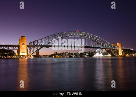 Sydney Harbour Bridge in Sydney Harbour, Sydney, New South Wales, Australia at sunset Stock Photo