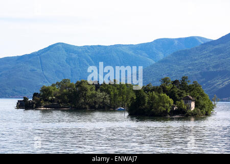 Brissago Islands (Isole di Brissago) in Swiss Lake Maggiore. Used to be Swiss customs post until early 1900. Now a public garden Stock Photo