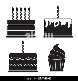 Birthday Cake Silhouette Set Vector Illustration Stock Vector