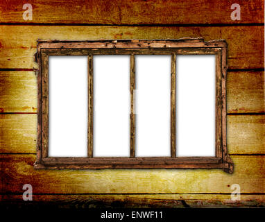 Old window on the antique wall with metal nail Stock Photo