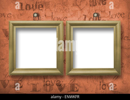 Two wooden frameworks for portraiture on the abstract background Stock Photo