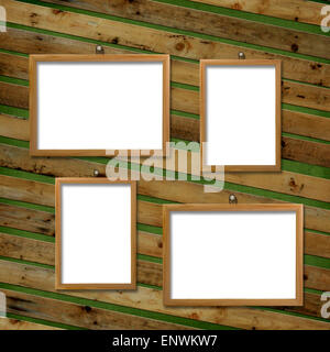 Four Wooden frameworks for portraiture on the abstract background Stock Photo