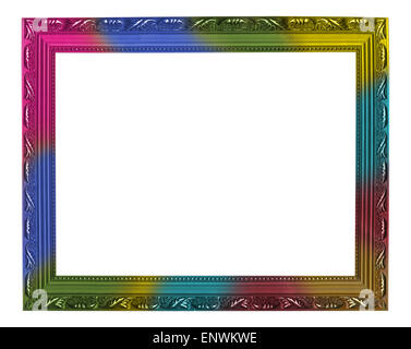 Wooden multicolored framework for portraiture on the white isolated background Stock Photo