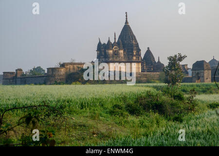 Orchha in Madhya Pradesh state was founded in 16th century  and its palaces and temples still retaining their original grandeur. Stock Photo