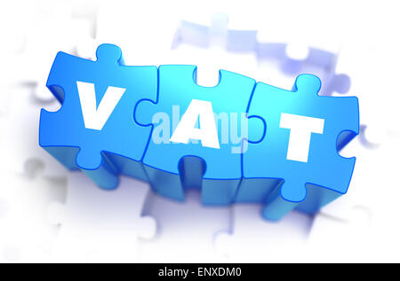 VAT - White Word on Blue Puzzles. Stock Photo