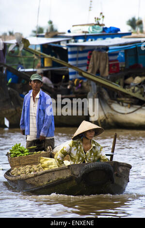 Swimming Market - Mekong, Vietnam Stock Photo