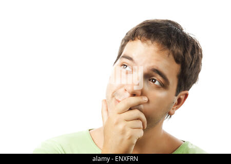 portrait of thoughtful young man isolated on white Stock Photo