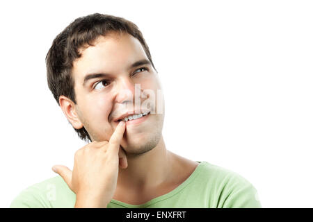 portrait of thoughtful young man isolated on white Stock Photo