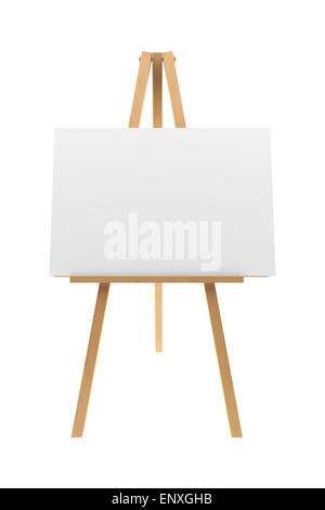 Blank white art canvas stand on black wooden easel mockup