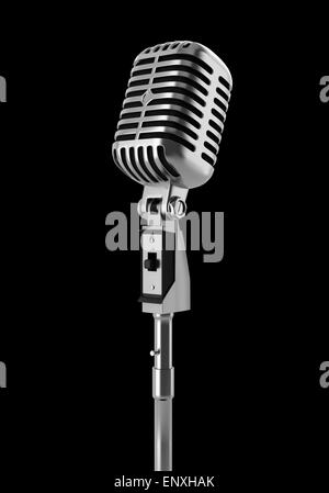 vintage microphone isolated on black background Stock Photo