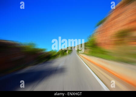 Summer landscape with blurred old road Stock Photo