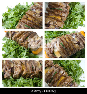 shashlik with potherbs on the plate shashlik with potherbs on the plate Stock Photo
